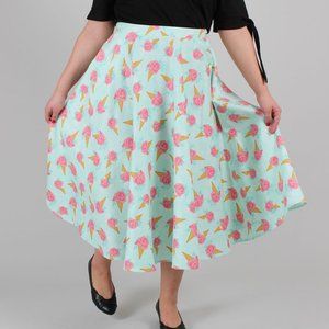 Voodoo Vixen Modcloth Floral Ice Cream Print Skirt Size Medium